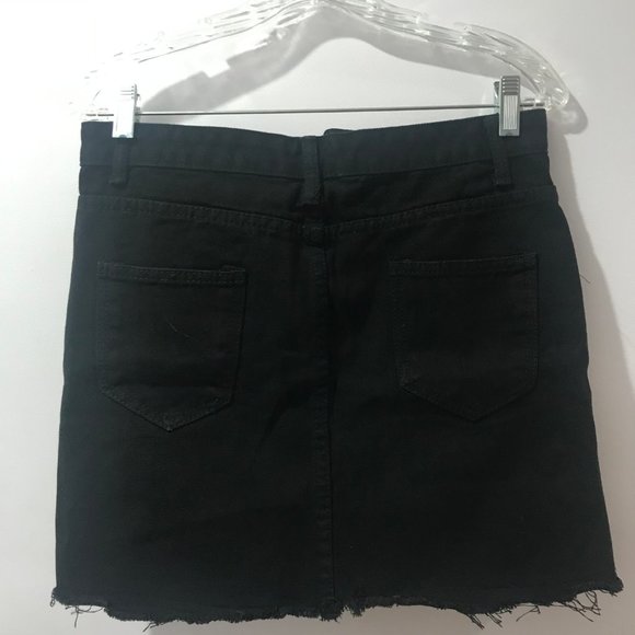 Black Ripped Jean Skirt - Picture 2 of 6